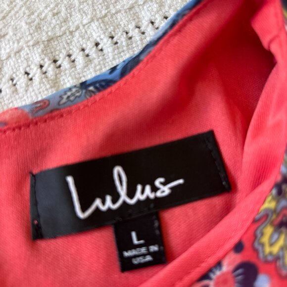 Lulus Sangria Coral Pink Tile Print Shift Dress SIZE LARGE - Picture 10 of 12